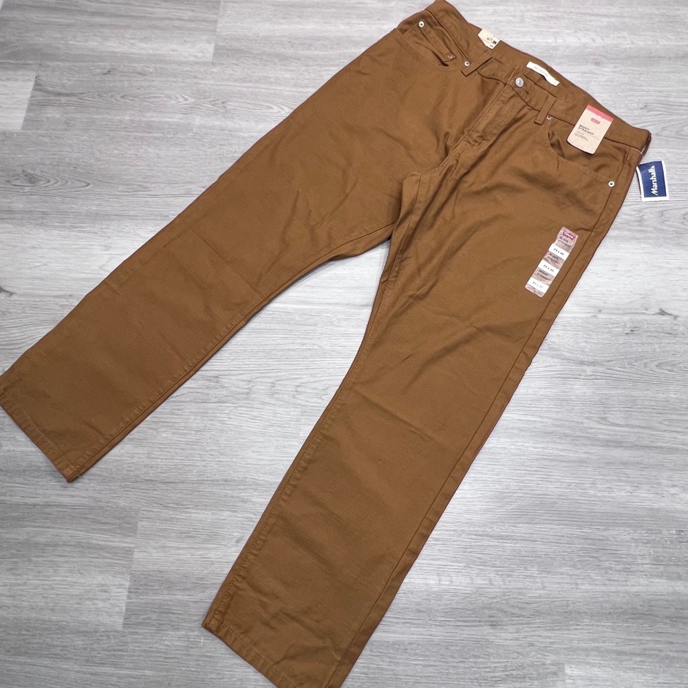 Levis Middy Straight Pants Brown Tobacco Cotton Mid Rise 33x30 NEW